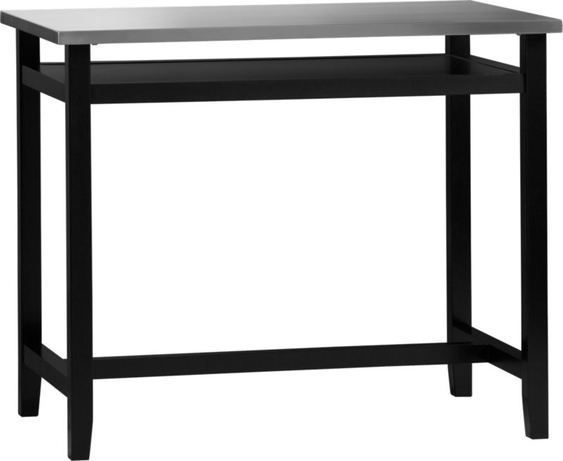 Belmont Black Work Table with Stainless Steel Top
