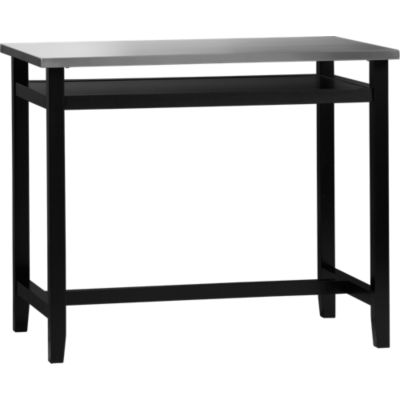 Belmont Black Work Table with Stainless Steel Top