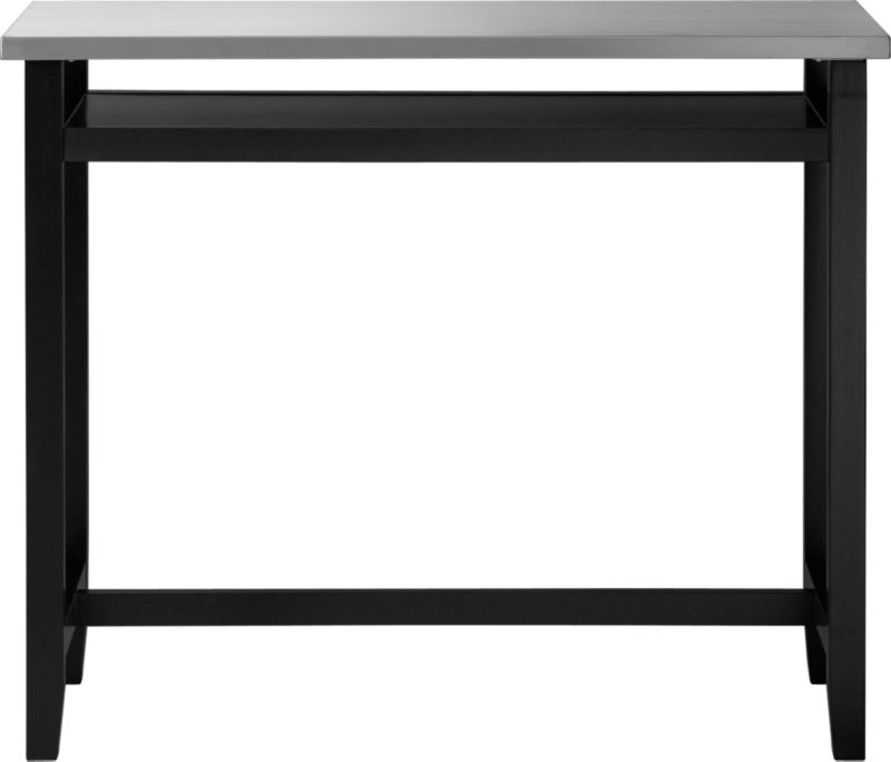 Belmont Black Work Table with Stainless Steel Top