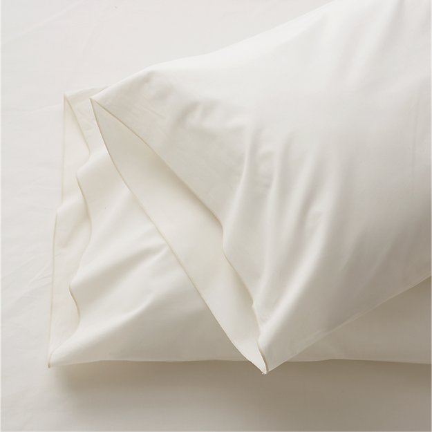 Set of 2 Belo Ivory King Pillow Cases Crate and Barrel