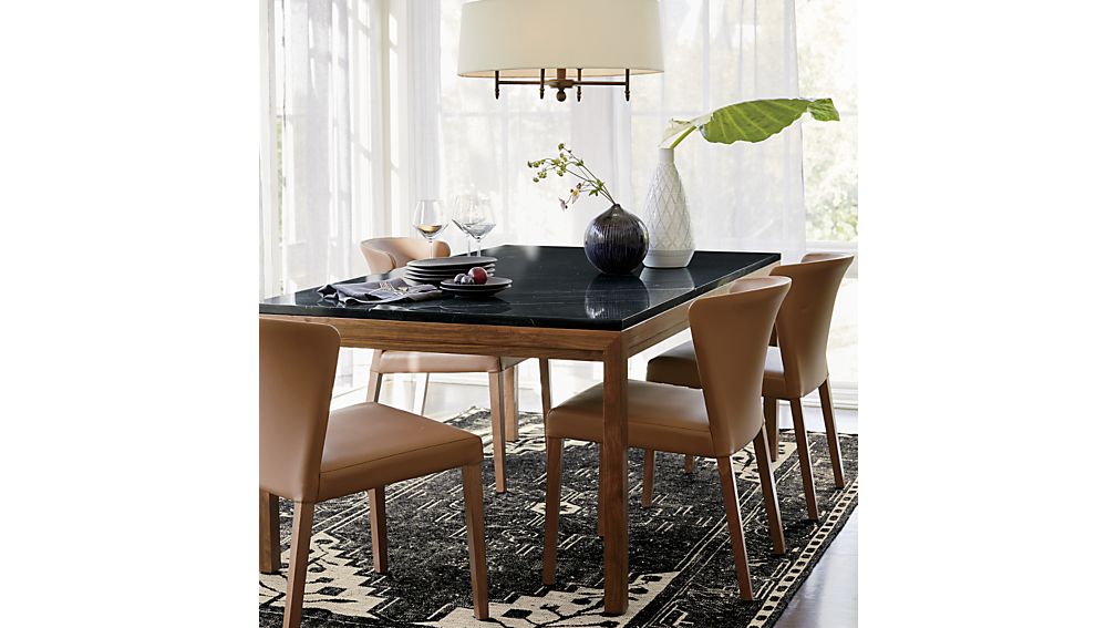 Parsons Black Marble Top/Elm Base 72x42 Dining Table Crate and Barrel
