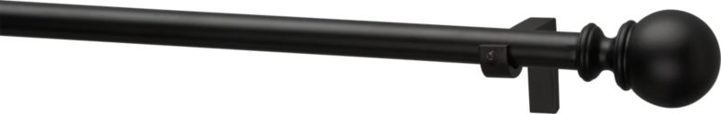.75"dia.x28"–48" Black Orb Rod Set: one rod, two finials and two brackets.