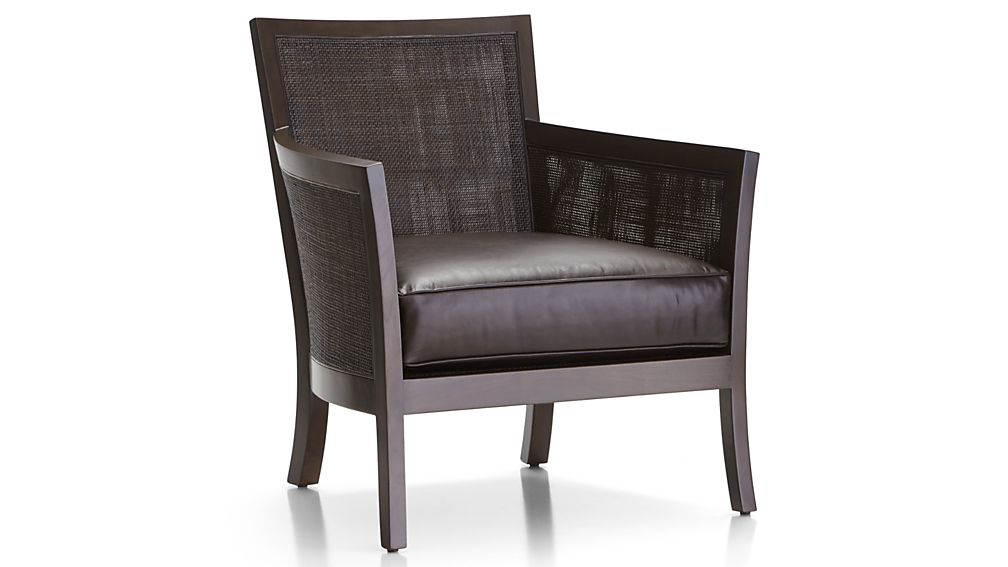 Blake Carbon Grey Chair with Leather Cushion Libby Smoke Crate and