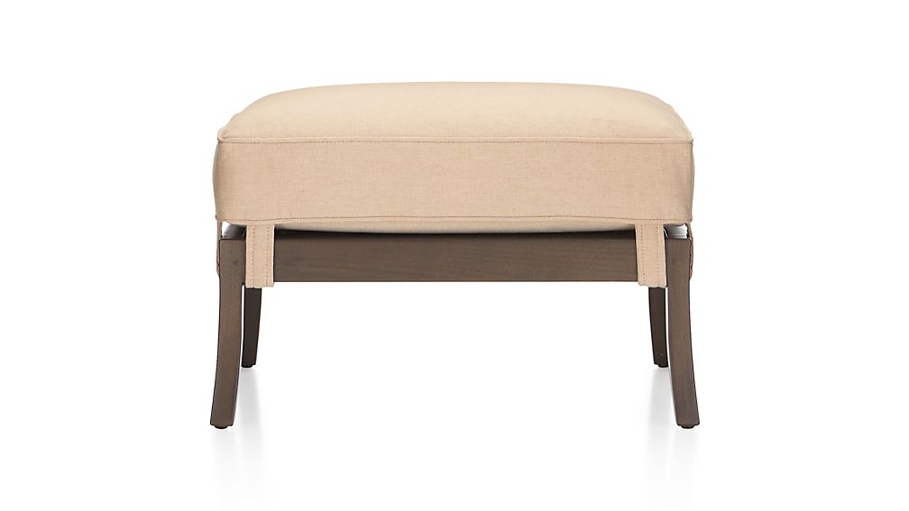 Blake Carbon Grey Ottoman with Fabric Cushion Deso Sand Crate and Barrel