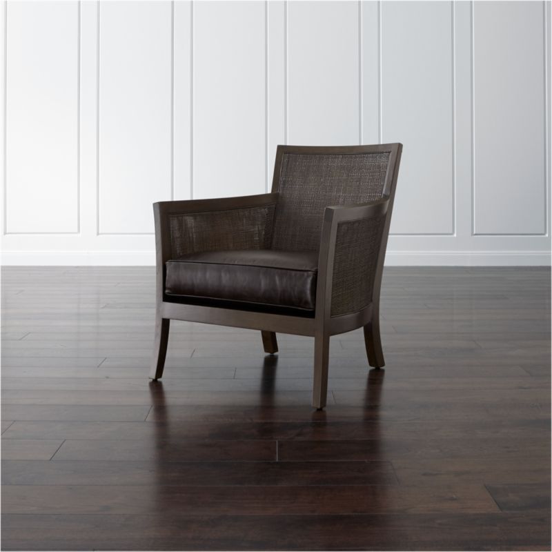 Blake Rattan Chair with Leather Cushion Crate and Barrel