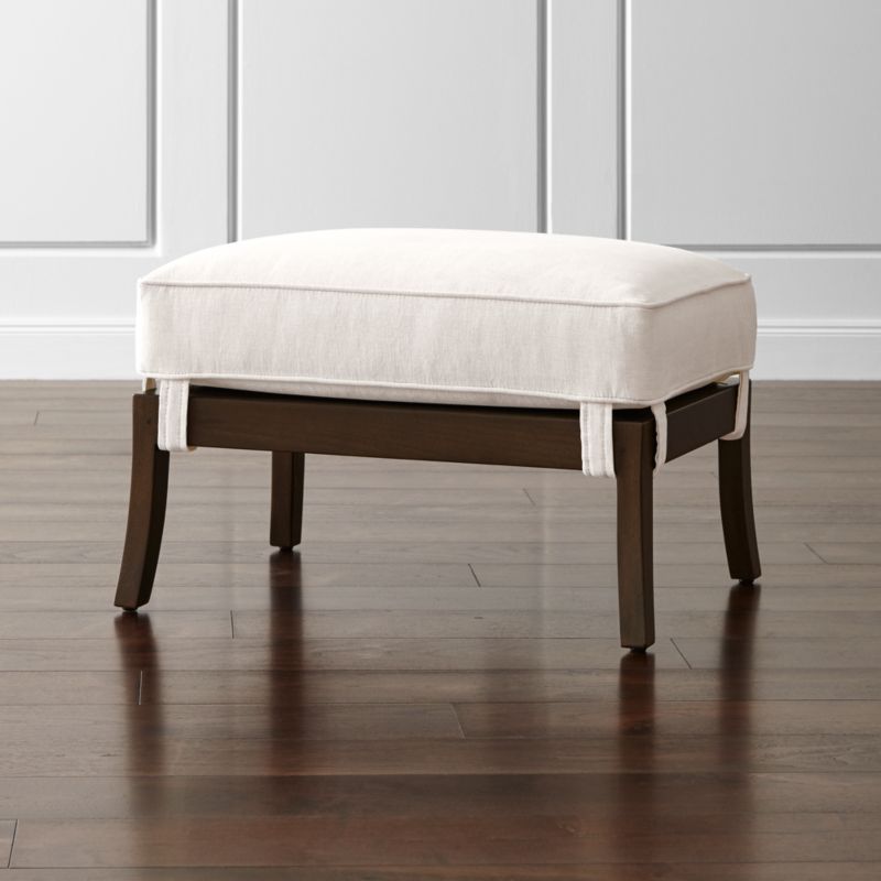 Blake Carbon Grey Ottoman with Fabric Cushion Deso Snow Crate and Barrel