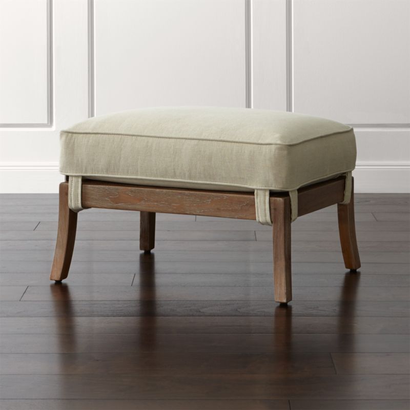 Blake Grey Wash Ottoman with Fabric Cushion Deso Sand Crate and Barrel
