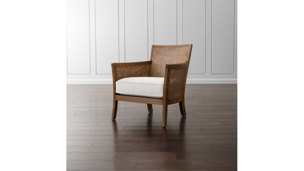 Blake Grey Wash Rattan Chair with Fabric Cushion Crate and Barrel