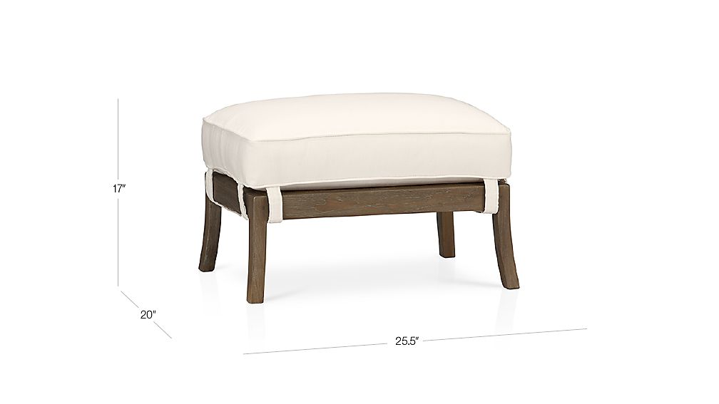 Blake Grey Wash Ottoman with Fabric Cushion Deso Snow Crate and Barrel