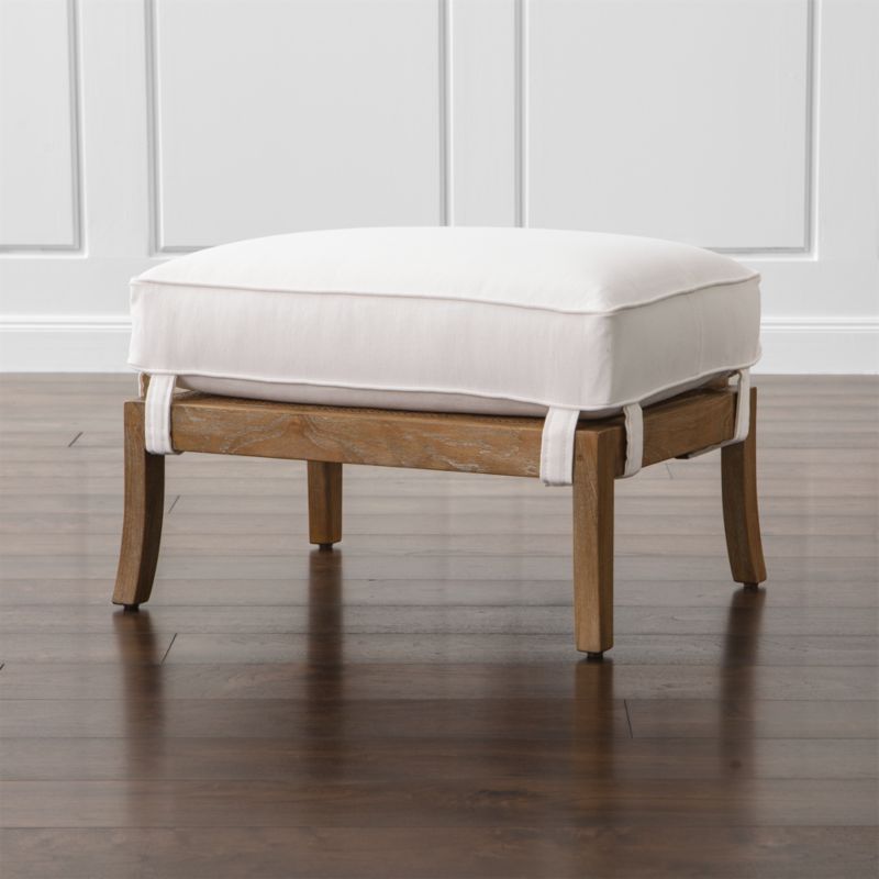 Blake Grey Wash Ottoman with Fabric Cushion Deso Snow Crate and Barrel