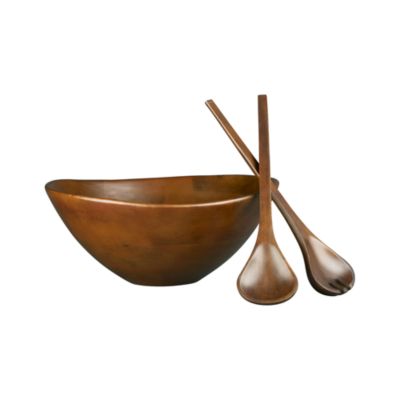 3-Piece Bosco Mango Wood Salad Bowl and Salad Servers Set