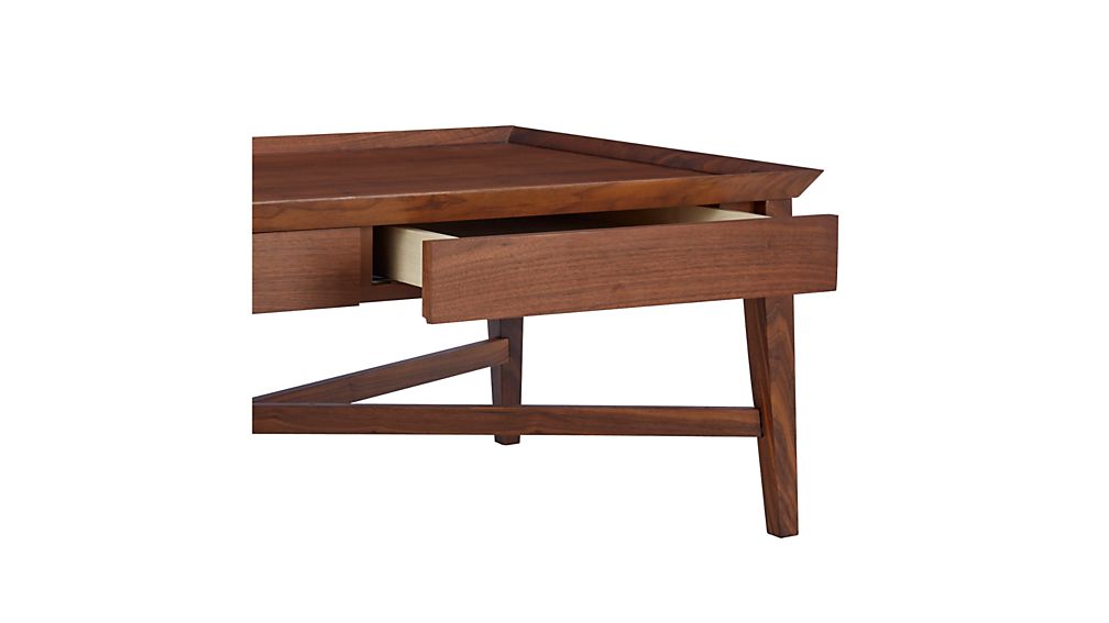 Bradley Walnut Coffee Table with Drawers Crate and Barrel