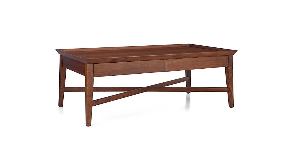 Bradley Walnut Coffee Table with Drawers Crate and Barrel