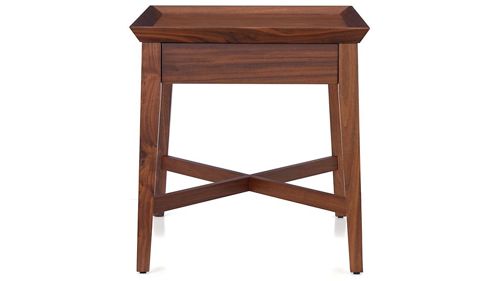 Bradley Walnut Side Table with Drawer Crate and Barrel