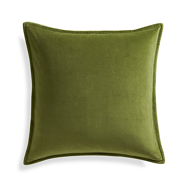 Brenner Leaf Green 20" Velvet Pillow with FeatherDown Insert Crate