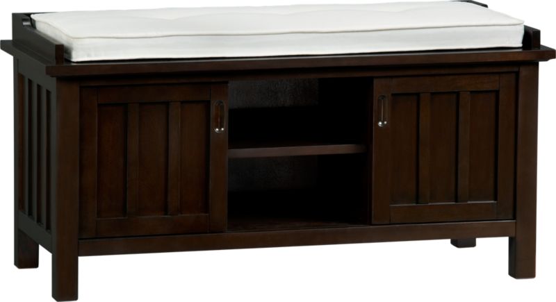 Brighton Coffee Storage Bench with White Cushion