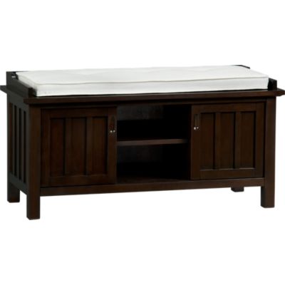 Brighton Coffee Storage Bench with White Cushion
