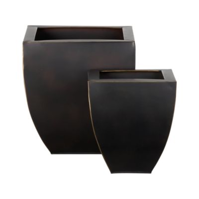 Set of 2 Bronze Tapered Planters