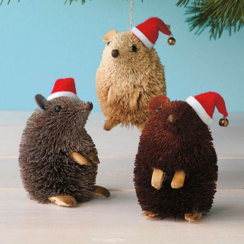 Buri Mouse with Santa Hat Ornaments Set of Three