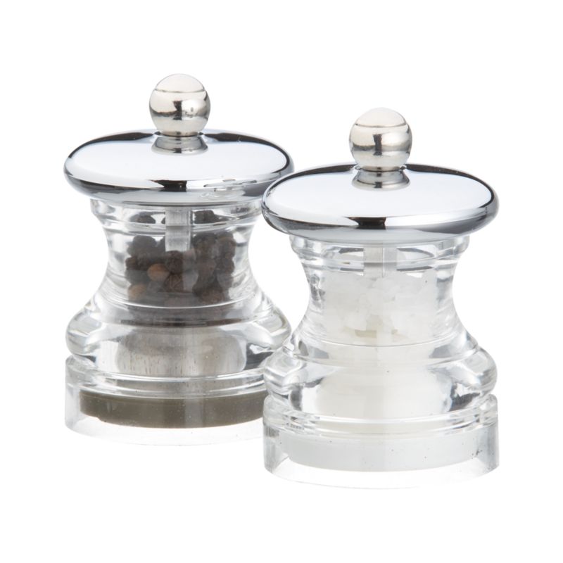 Set of 2 Button Salt and Pepper Mini Mills