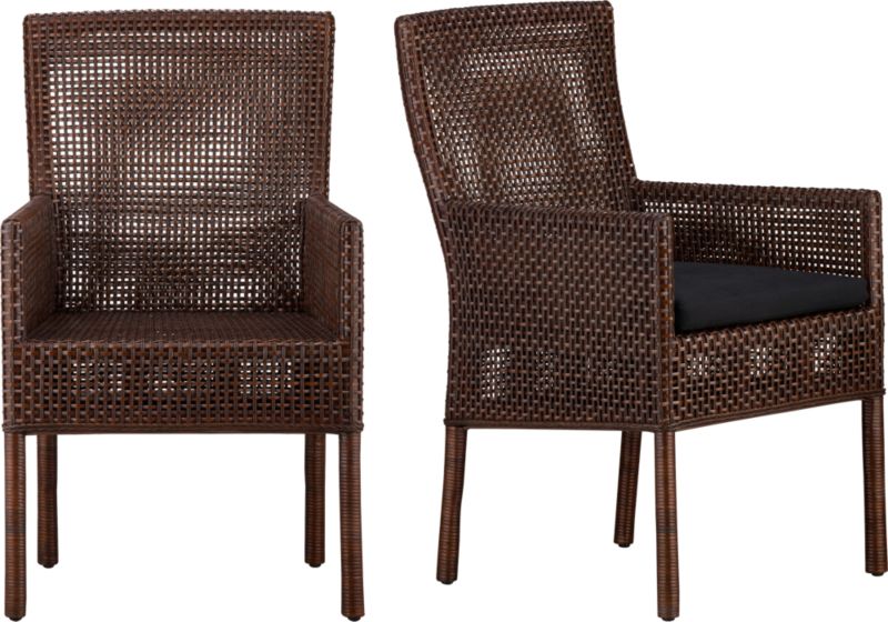 Cabria Honey Brown Woven Arm Chair and Black Cushion