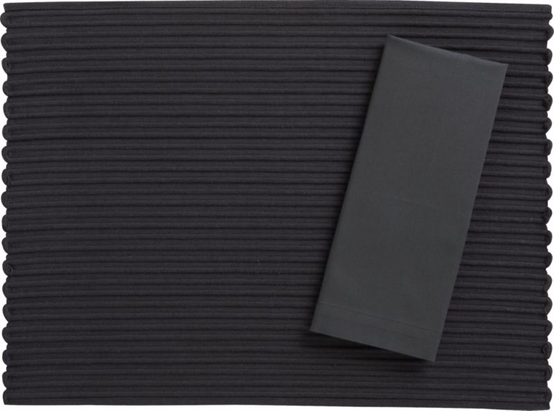 Caden Black Placemat and Cotton Black Napkin