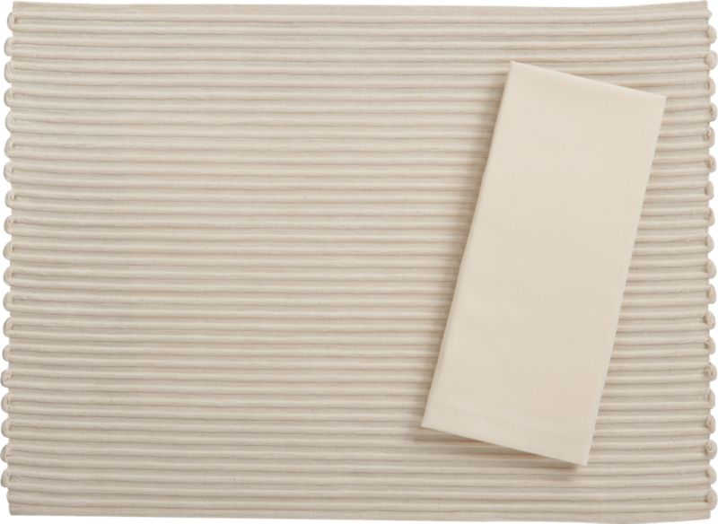 Caden Cream Placemat and Cotton Cream Napkin