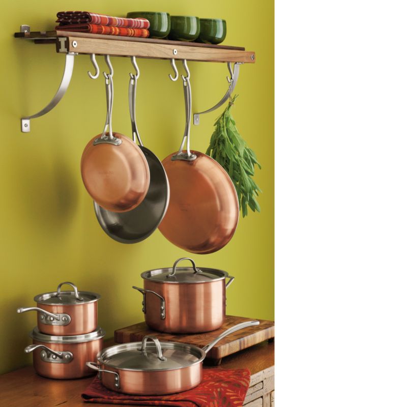 Walnut Wall Mounted Pot Rack
