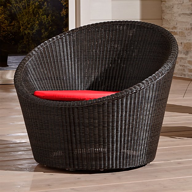 Calypso Mocha Swivel Lounge Chair with Sunbrella ® Ribbon Red Chair