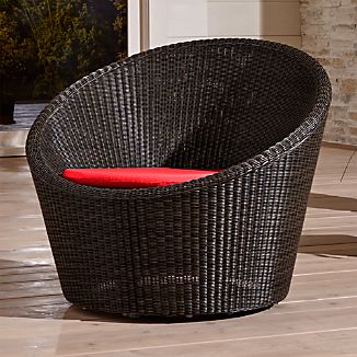 Calypso Mocha Swivel Lounge Chair with Sunbrella ® Ribbon Red Chair Cushion
