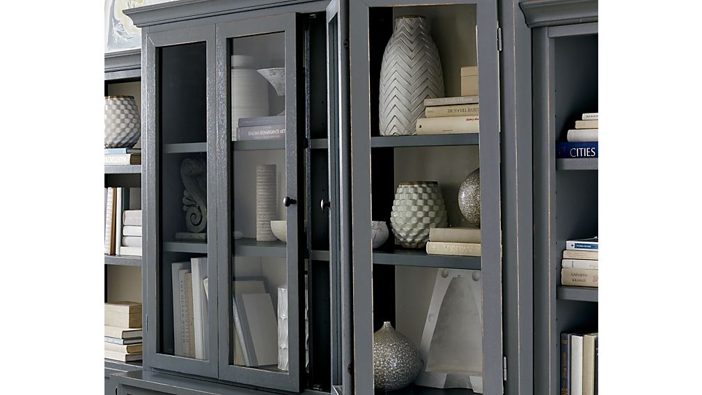 Cameo 2Piece Grey Glass Door Wall Unit Crate and Barrel