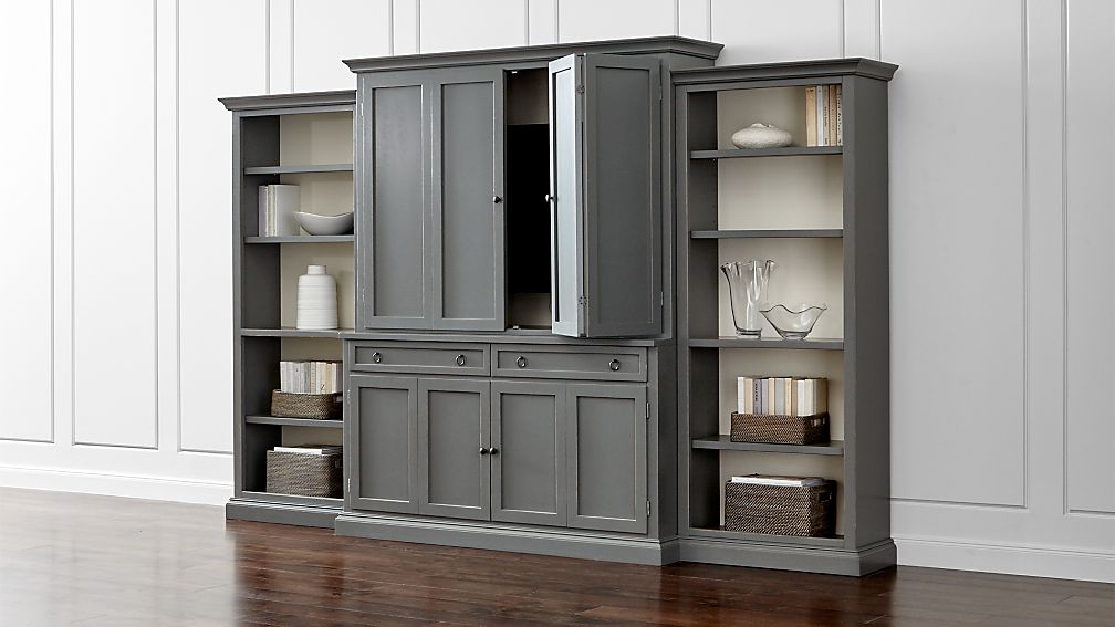 Cameo 4Piece Grey Open Bookcase Entertainment Center Crate and Barrel