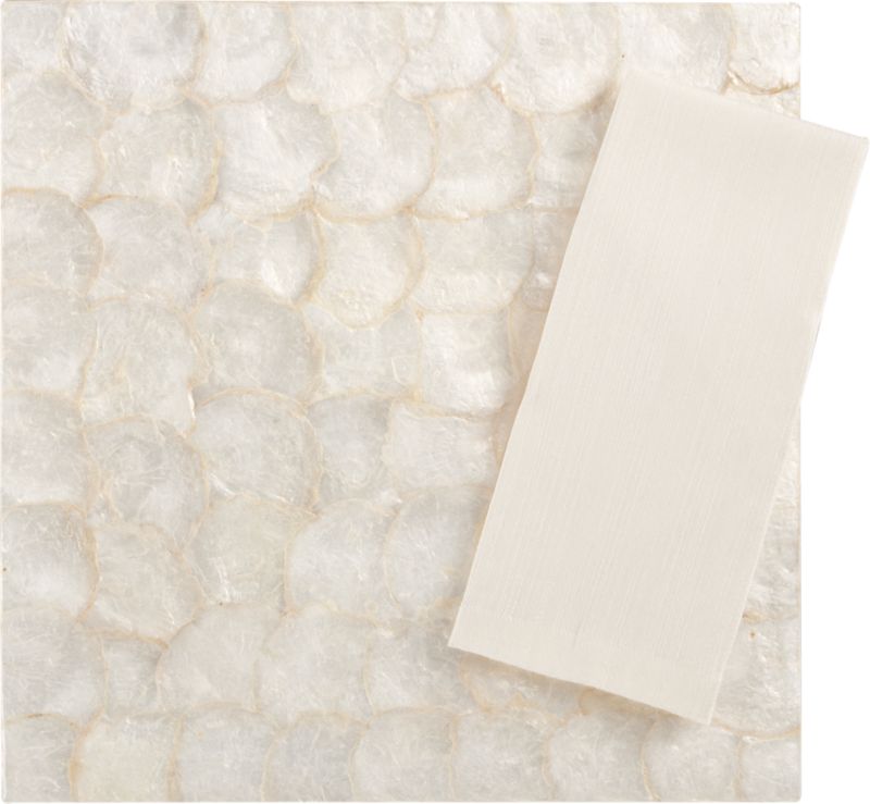 Capiz Shell Square Placemat and Luster Ivory Napkin