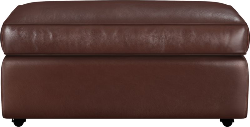 Carlton Leather Double Wide Storage Ottoman with Casters