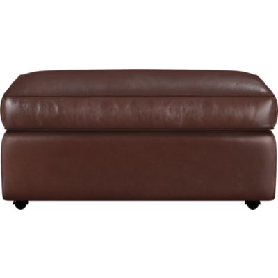 Carlton Leather Double Wide Storage Ottoman with Caster
