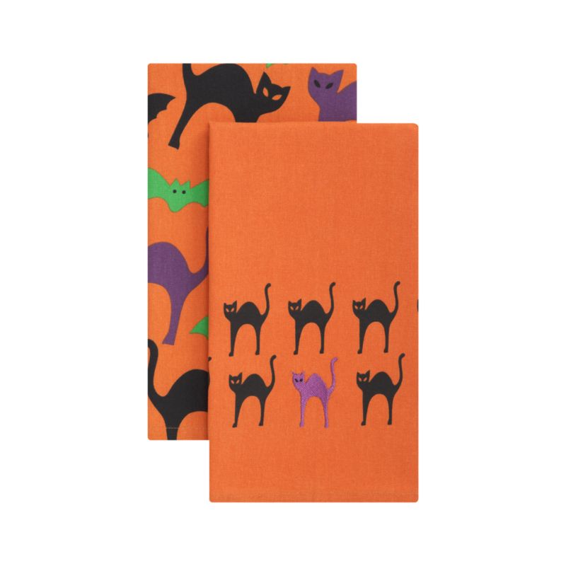 Set of 2 Cat & Bat Dishtowels