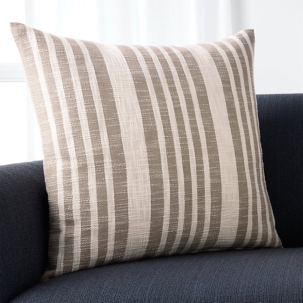 Celena Grey Stripe 23" Pillow with DownAlternative Insert Crate and