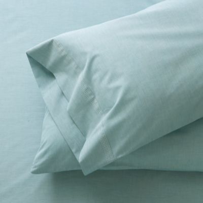 Set of 2 Chambray Blue Standard Pillowcases