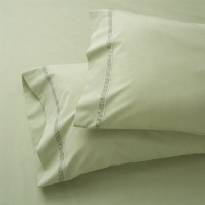 Set of 2 Chambray Green King Pllowcases