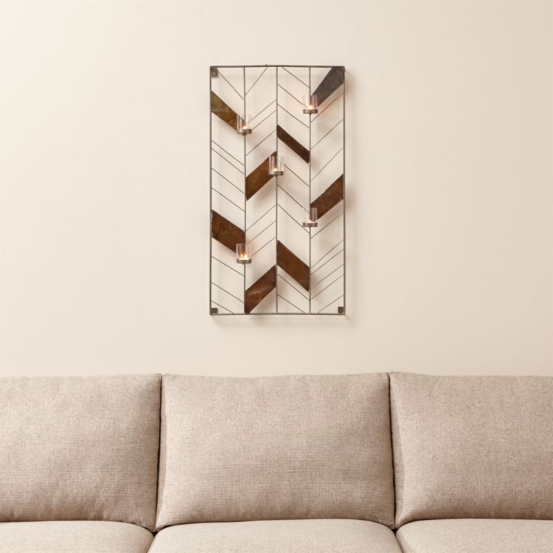 Chevron Metal Wall Candle Holder Crate and Barrel