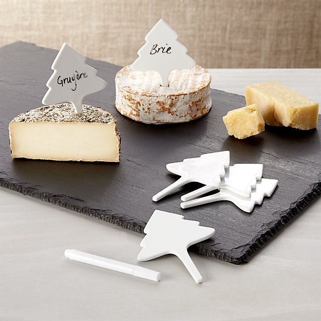 Porcelain Christmas Tree Cheese Markers Set Crate and Barrel