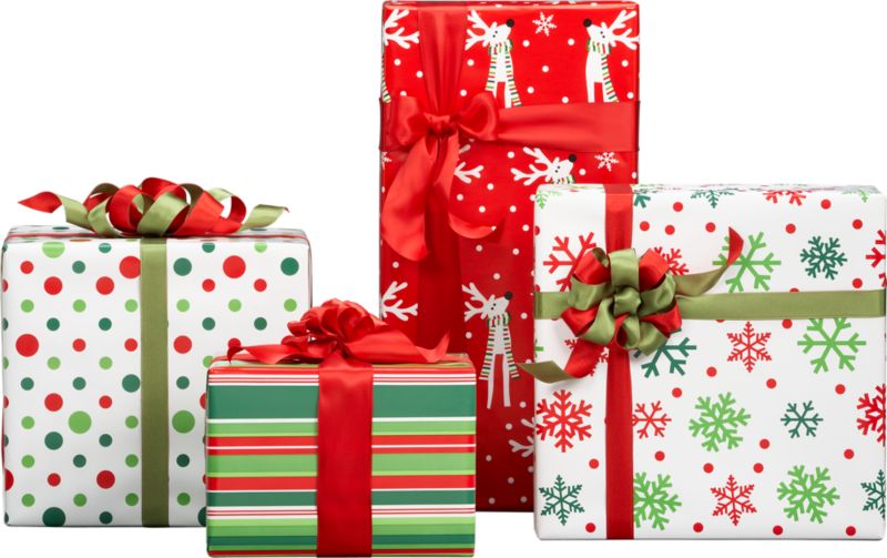 Holiday Dot/Stripe/Reindeer/Multi Snowflake Gift Wraps