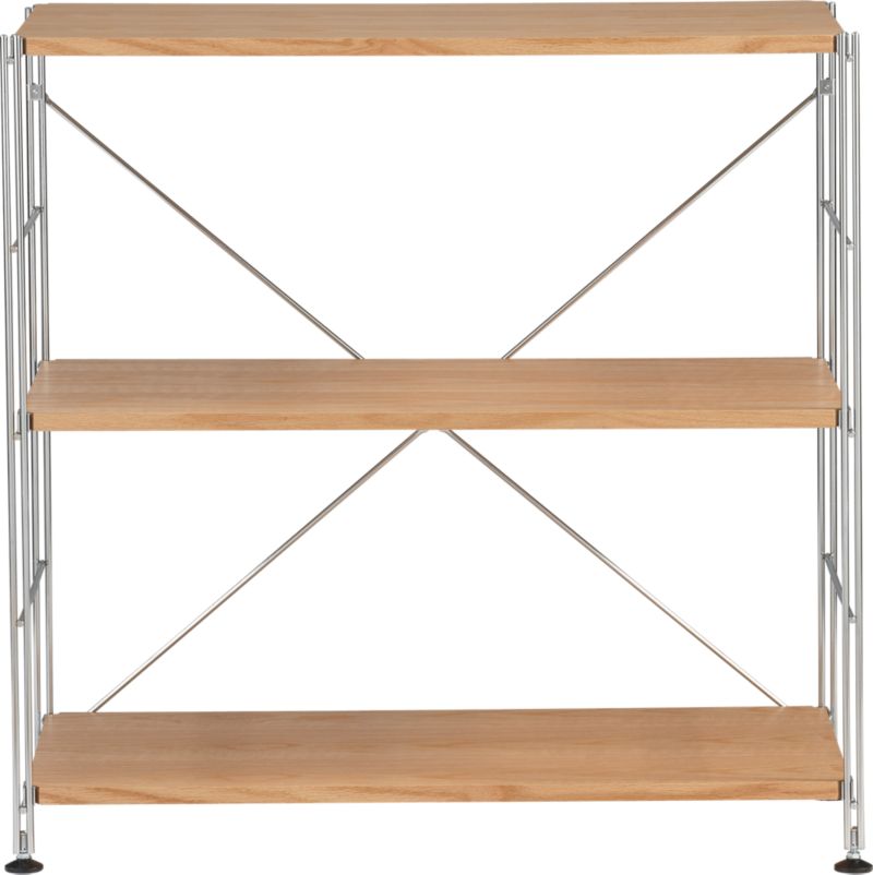 Chrome 3-Shelf Unit with Wood Shelves
