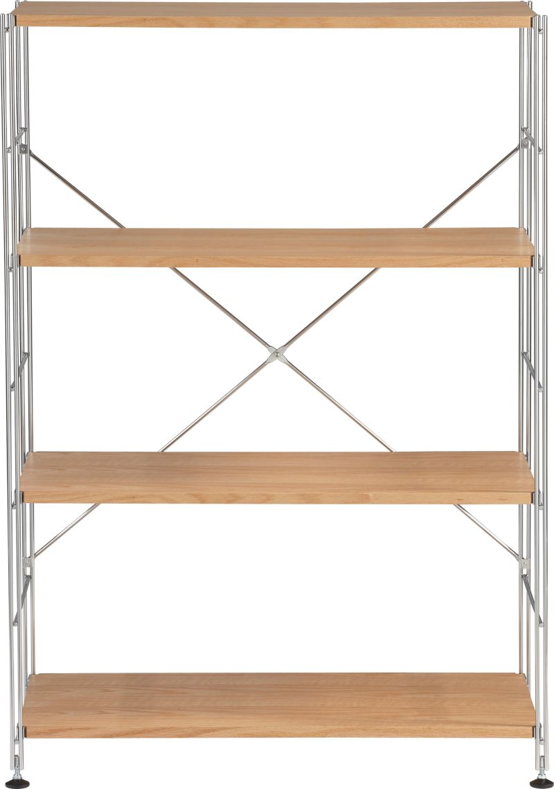Chrome 4-Shelf Unit with Wood Shelves