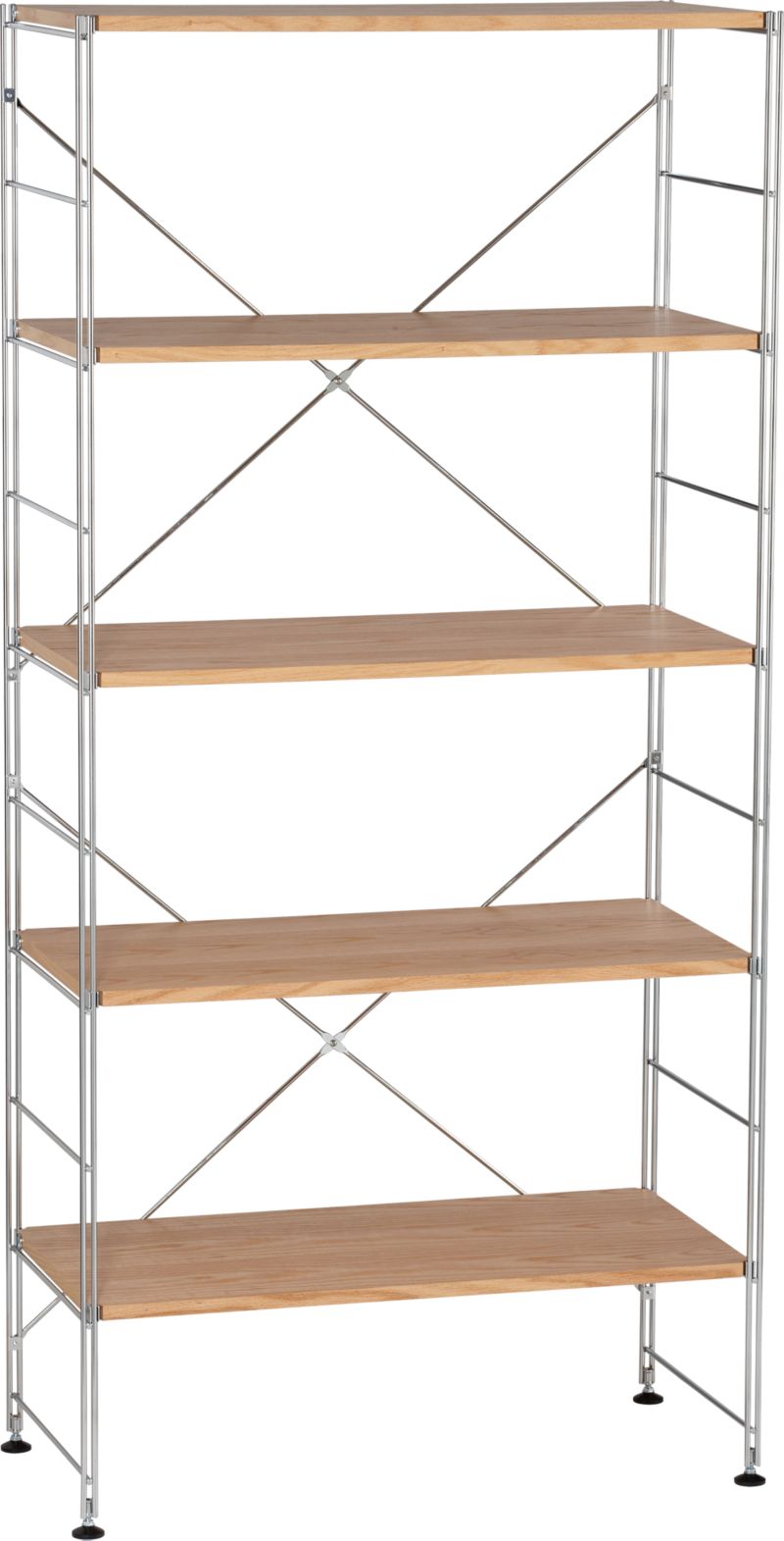 Chrome Five-Shelf Unit with Wood Shelves