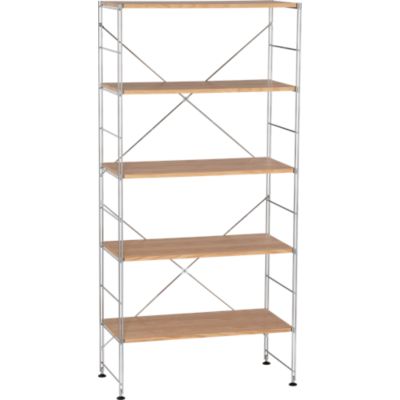 Chrome 5-Shelf Unit with Wood Shelves