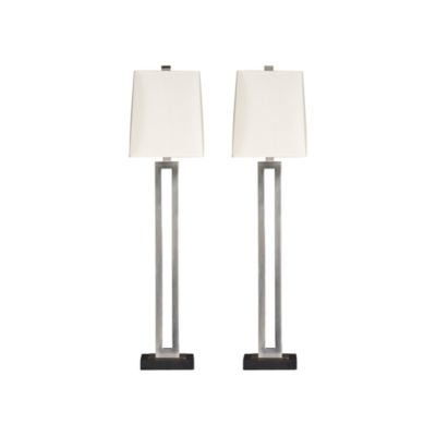 Set of 2 Clare Antiqued Silver Buffet Lamps