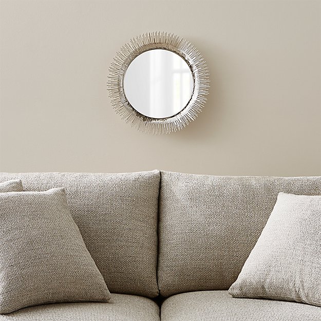 Clarendon Large Round Silver Wall Mirror In Mirrors Reviews Crate And Barrel