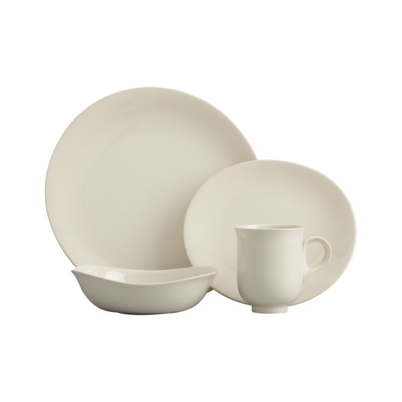 4-Piece Place Setting: dinner plate, salad plate, bowl, mug.