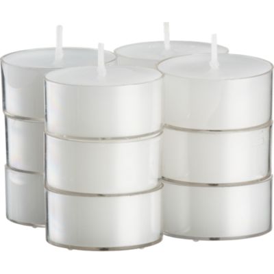 Set of 12 Clear-Cupped White Tealight Candles